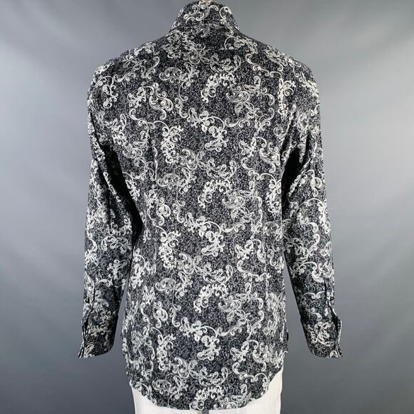 BILLIONAIRE COUTURE Size XL Black White Print Cotton Blend Long Sleeve Shirt - Picture 4 of 6